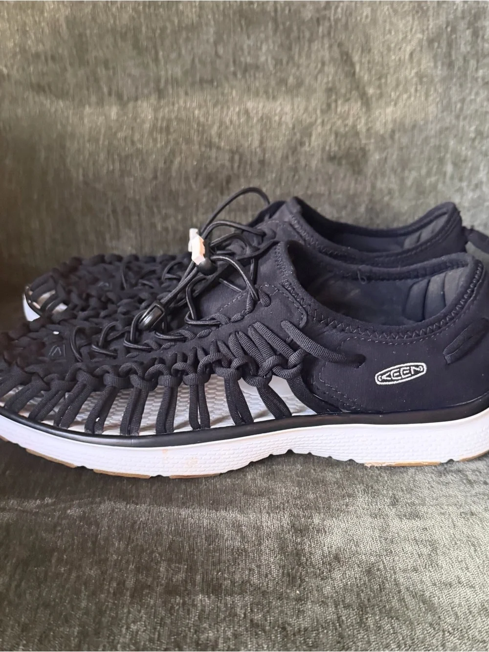 Keen Black Woven Slip-On with White Sole - Women